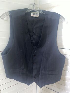 VINTAGE Men’s Black Forenza Vest Waist Coat Adjustable Sleeveless Sz Medium